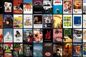 An array of film posters laid out in a grid on a website